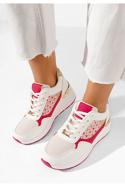 B T Shoes Fuchsiové dámské tenisky na klínku Brynda