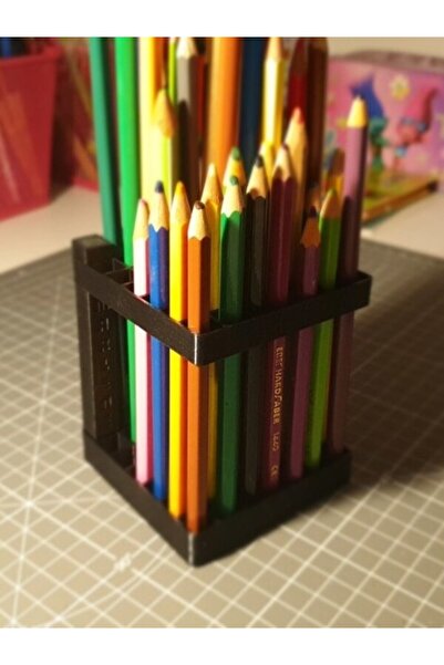Filkorium3D Modern Brush Holder Pen Holder - Painting Brush Stand - Stand for Canvas Brushes Plastic Black 8cm