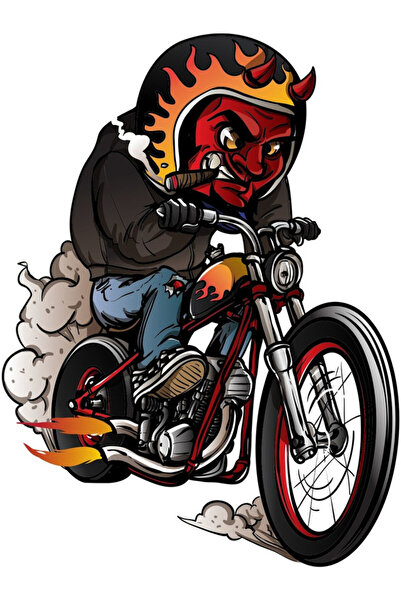 TSC ملصق سيارة شيطان مع دراجة نارية مقاس 19 سم