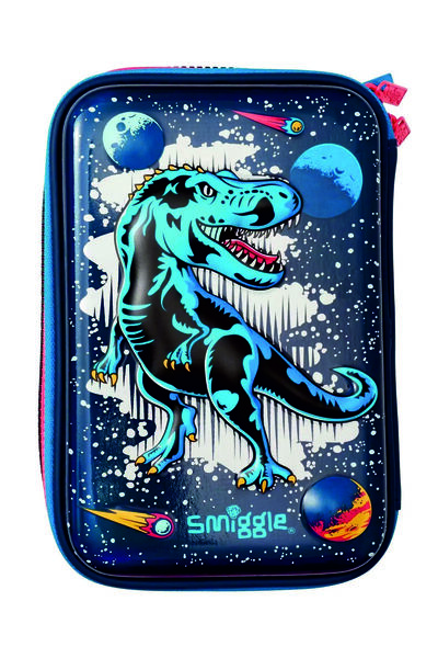 SMIGGLE Three-Layer Original Astronaut and Dinosaur Embossed Hardtop Pencil Case