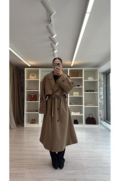 LUUNA STORE OVERSIZE UZUN TRENÇKOT - KARAMEL