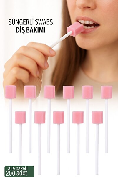 Transformacion Süngerli Swab - Ağız ve Diş Bakım Çubuğu - 200 Adet Aile Paket...