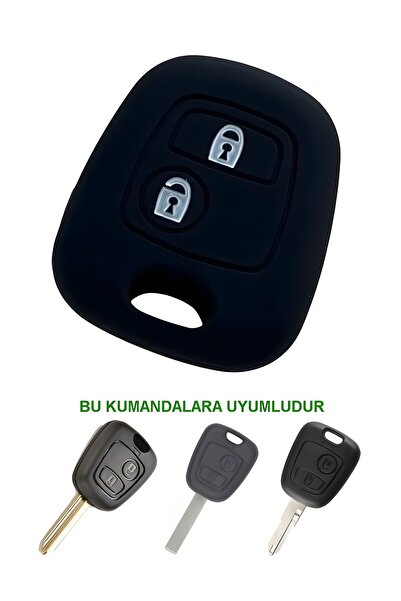 Kasey غطاء مفتاح التحكم عن بعد من السيليكون المتوافق مع بيجو 106 بارتنر وسيتروين C3 بيرلينجو ساكسو، سلسلة مفاتيح السيارة