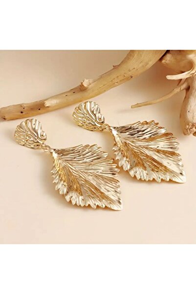 Tudivanyu Aksesuar أقراط أوراق ذهبية عتيقة الطراز