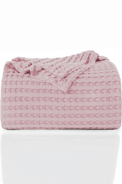 TeksNil Home | 100% Cotton Waffle Pattern Single Pink Bedspread | Bedspread | 160x230 | Multi-Purpose Cover