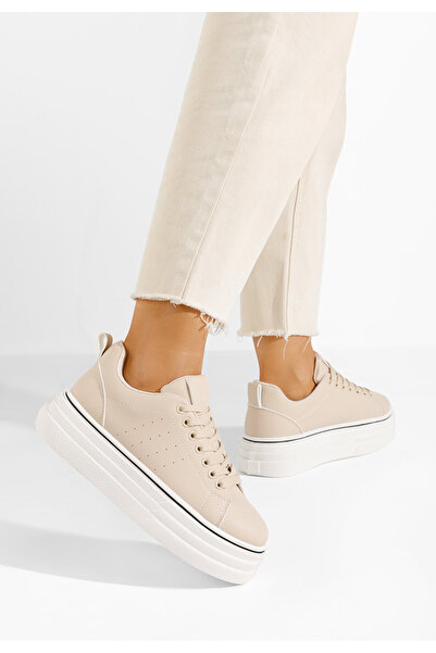 B T Shoes Béžové dámské tenisky na platformě Asalia