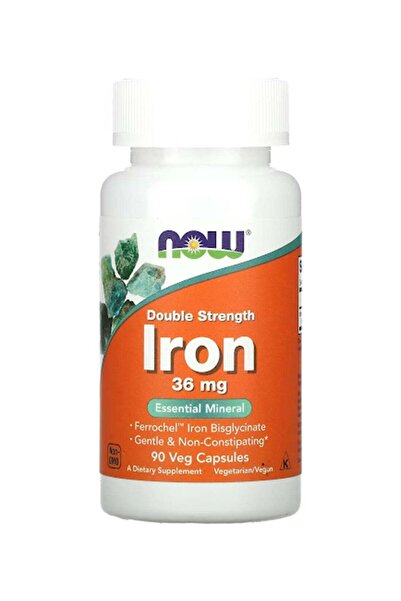 Now Foods مكمل الحديد قوة مضاعفة - 36 ملغ - 90 كبسولة نباتية