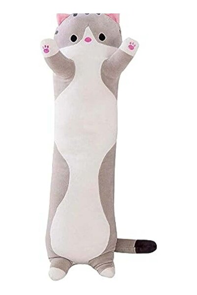 Mirfa Plush Cat Shaped Stuffed Pillow - Grey - 70cm