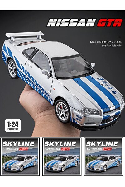 OYUNCAKSAHİLİ Nissan Skyline Gtr R34 RS Diecast 1.24 Metal Araba Kapı Açılır Nıssan Skylıne