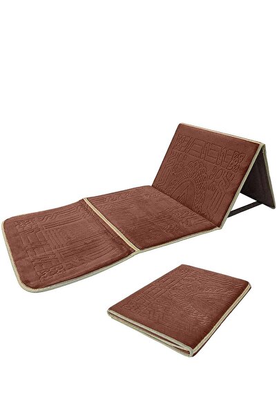 ROSHAN سجادة صلاة مبطنة بسطح مخملي ومسند ظهر قابل للطي 2 في 1 ناعمة 110 سم × ...