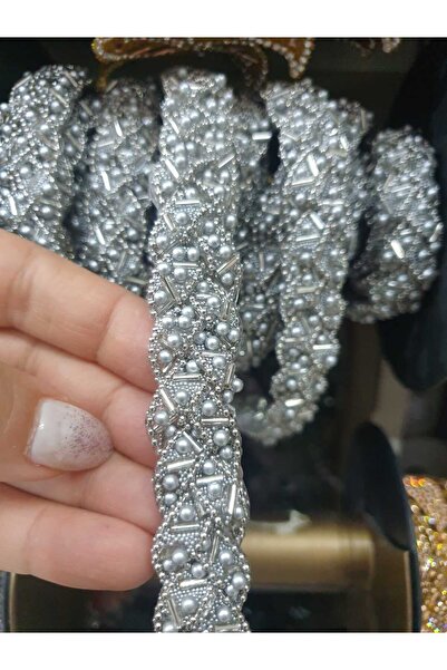 ESRA ŞELEM Aplique decorativă cu mărgele de culoare argintie, care se atașează prin călcat, pentru hobby