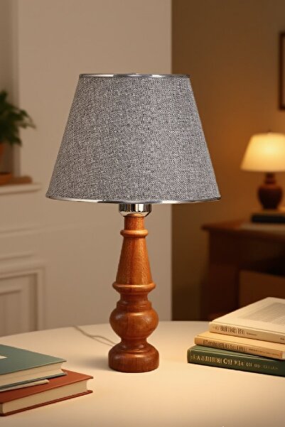 571 Store Decorative Lampshade Table Lamp Lighting Lamp with Wooden Body and Fabric Headboard