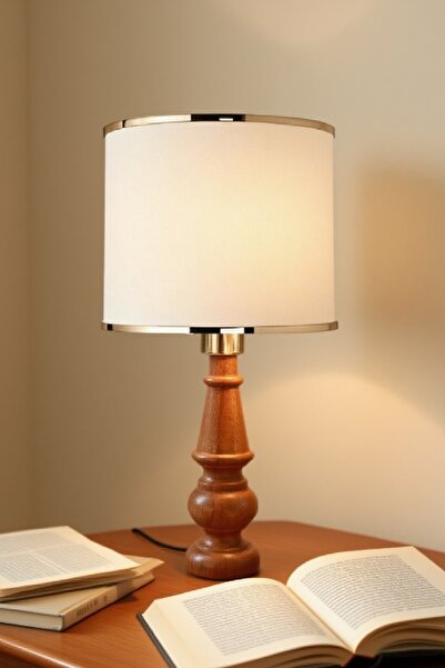 571 Store Decorative Lampshade Table Lamp Lighting Lamp with Wooden Body and Fabric Headboard