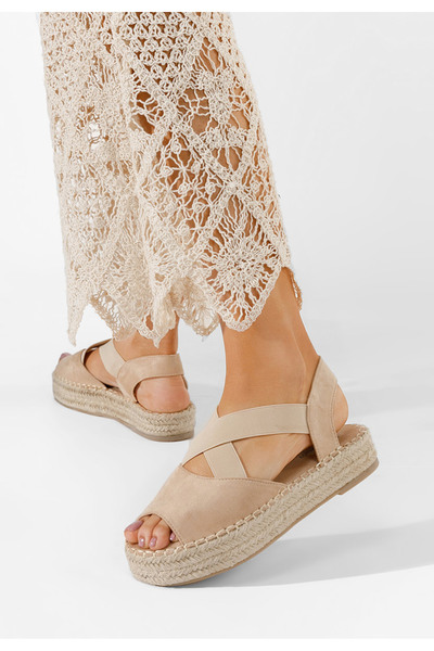 B T Shoes Béžové sandály espadrilky Nola