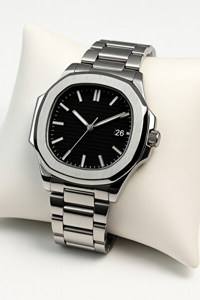 arpat time saat aksesuar ساعة يد رجالية بتقويم ممتاز، مينا سوداء