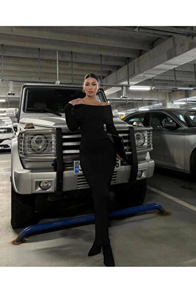 Lusin Rochie de damă negru cu guler Madonna din lycra