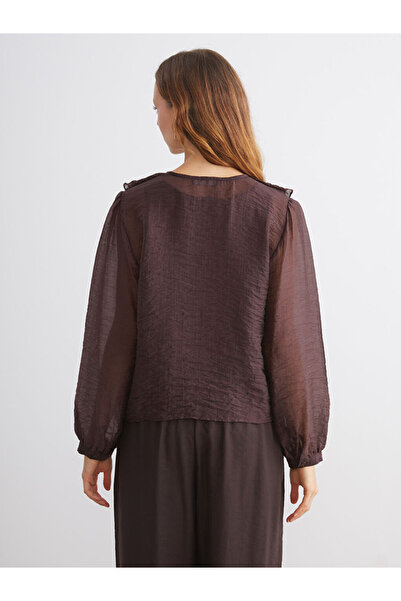 LC Waikiki Sparkling Choices from Shining Store | V-Neck Ruffled Chiffon Blouse