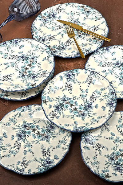 Bev Kitchen Hare 7 Parça Pasta Servis İkram Seti 6+1 Servis Seti