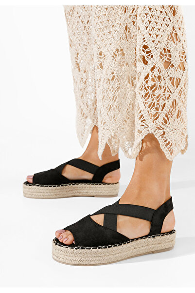 B T Shoes Černé sandály espadrilky Nola