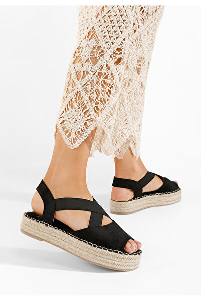 B T Shoes Černé sandály espadrilky Nola