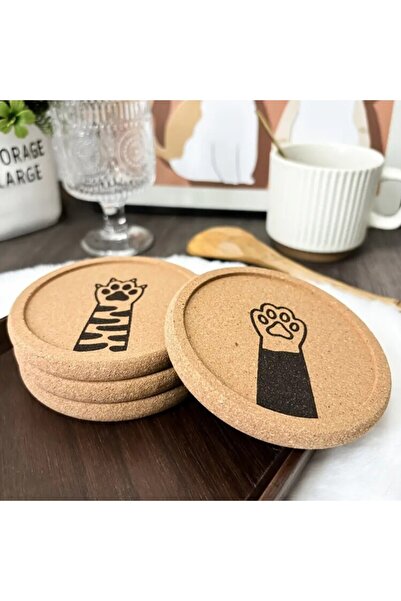 esdekor 4Pcs Creative Mushroom Coasters Engraved Cute for Cat Lovers