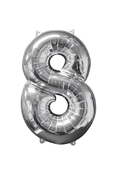 Anagram Balon petrecere Cifra 8, Anagram, Folie, Cu model, Argintiu