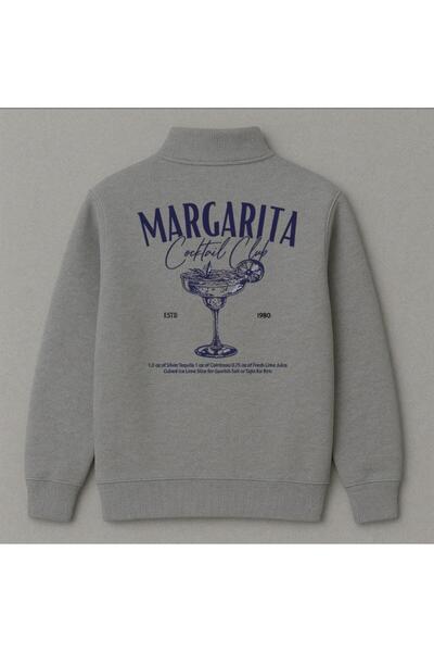 Elvino Cocktail Printed Half Zipper Stand Collar Women's 3-Thread Thick Winter Sweatshirt
