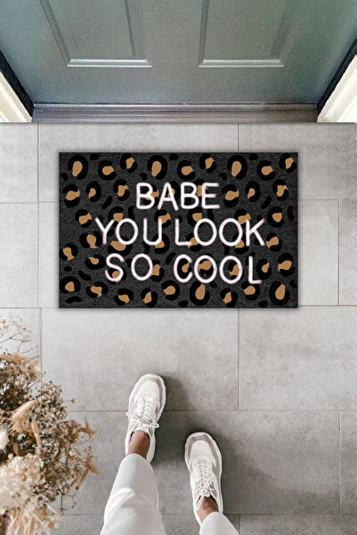 Dormot Dekoratif Dijital Paspas Füme Baby You Look So Cool Önü Paspası 70x45cm