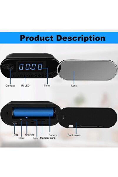 Hope كاميرا ساعة ذكية، كاميرا لاسلكية صغيرة عالية الدقة 1080 بكسل مع رؤية ليلية وكشف الحركة