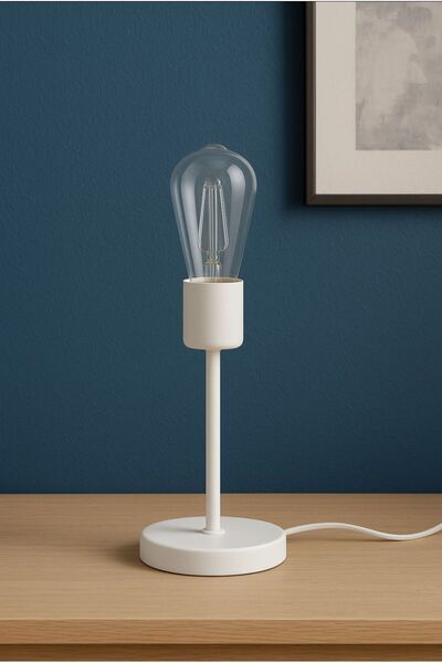 VENON Retro Table Lamp Lampshade Decorative Design Modern Metal Leg White