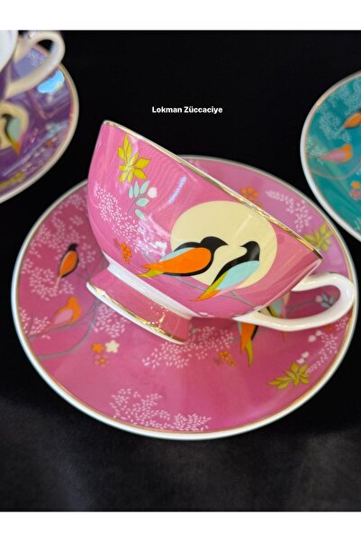 Genel Markalar ÖZEL TASARIM PORSELEN BİRD FİGÜR RENKLİ KAHVE FİNCAN TAKIMI 120ML