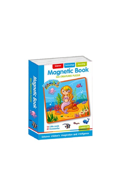 Picodino Magnetic Puzzle Book Marine Figures – Educational Game with 61 Magnetic Pieces and 14 Cards