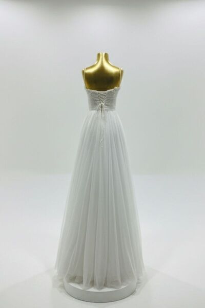 GÜLESE COŞKUN TASARIM Helen Gelinlik-İnce Askılı İnce İşlemeli Drapeli Gelinl...