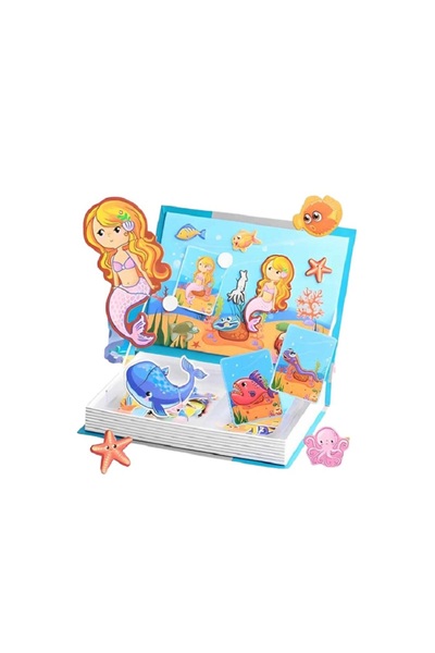 Picodino Magnetic Puzzle Book Marine Figures – Educational Game with 61 Magnetic Pieces and 14 Cards