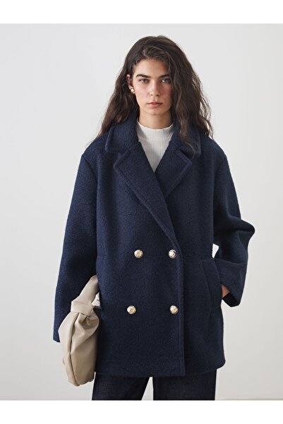 LC Waikiki LCW Modest YENİ SEZON Kruvaze Yaka Oversize Kadın Kaşe Kaban