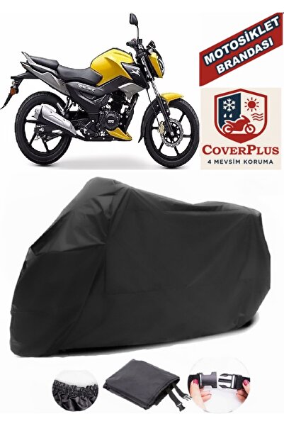 CoverPlus Siyah TVS Raider 125 Motorsiklet Brandası,Motor Örtüsü Bağlantı Tokalı Premium Kalite
