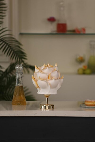 Maison Avf Gold Detaylı Eva Gül Tasarım Kablosuz Şarjlı Masa Lambası - Alt Parlak Gold