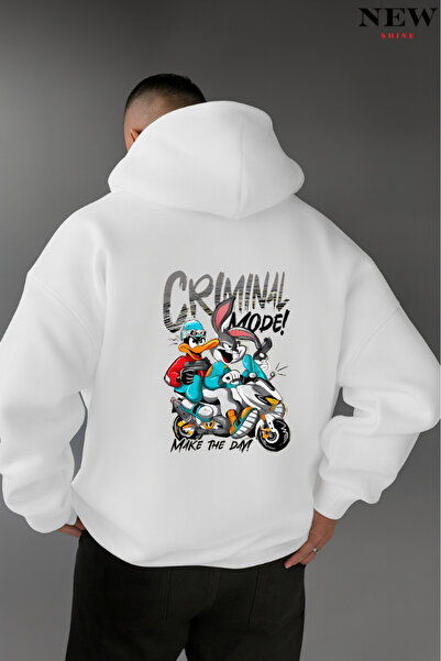 New Shine سويت شيرت مطبوع عليه وضعية جريمة