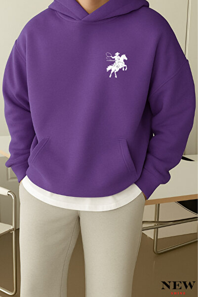 New Shine سويت شيرت مطبوع عليه حصان يجري