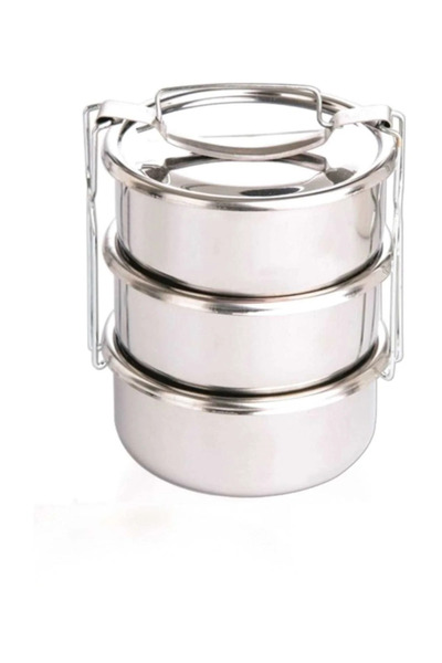 abnturk Süper Kalite Lüks Çelik Aşırı Sağlam 3'lü Sefer Tası (12x6 cm)