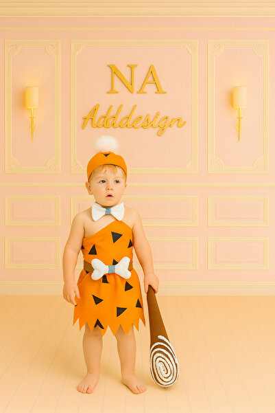 NA ADDESIGN Bambam Kostüm, Bambam Elbiseli Dönem Takımı, (Şort Değildir, Fred...