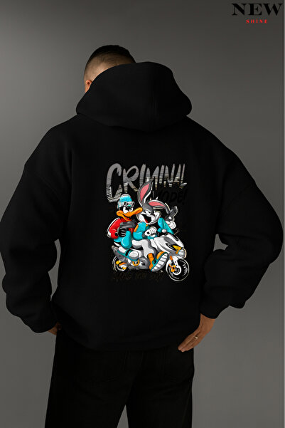 New Shine سويت شيرت مطبوع عليه وضعية جريمة