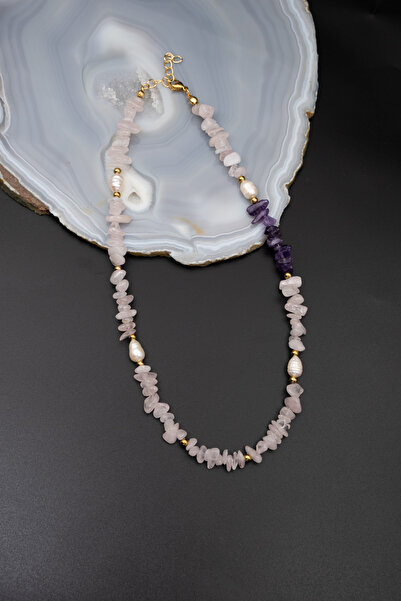 Serenite Collection Moon Cracked Moonstone and Pearl Necklace