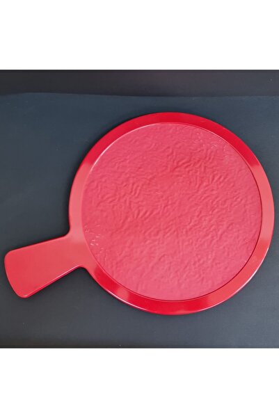 GuvenliPazar Melamin Pizza ve Sunum Tabağı – Saplı Kırmızı Servis Tabağı 33 cm