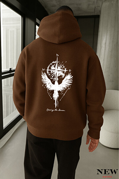 New Shine سويت شيرت مطبوع عليه بوصلة النسر