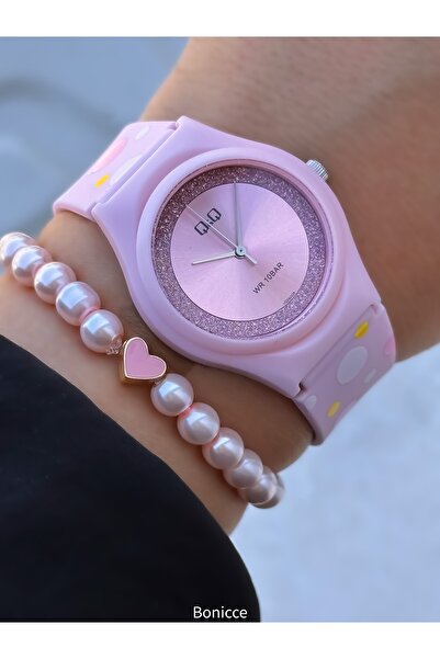 Q&Q Blue Pink Silicone Cord Girl's Children's Wristwatch Bracelet with Gift, Suitable for Pool and Sea Use