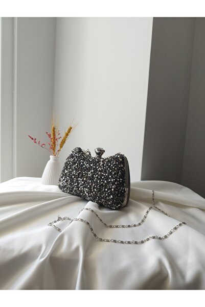 VivazzaLuxe حقيبة يد نسائية من الكريستال والأنثراسيت لحفلات الزفاف والخطوبة