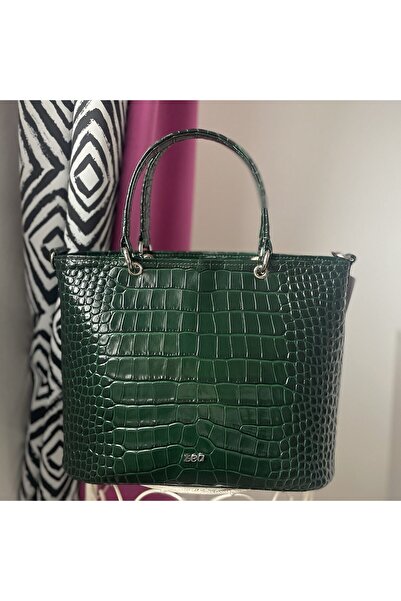 OEM Geanta Dama Zea Office Lucrata Manual Piele Croco Verde