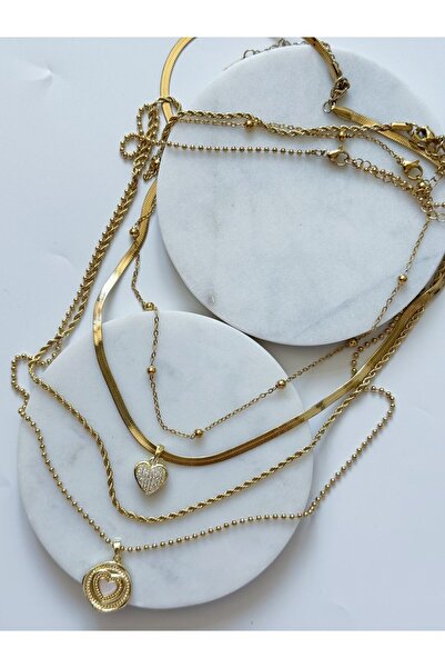 CHARMLUCKY ÇELİK ÇOKLU KOLYE SETİ