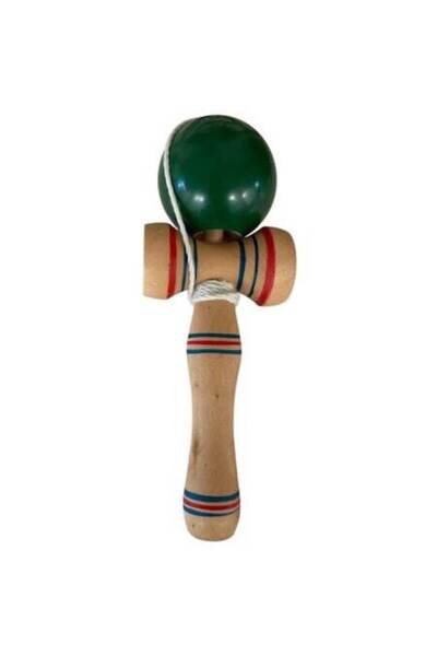 Kendama Jucărie japoneză din lemn cu bilă verde